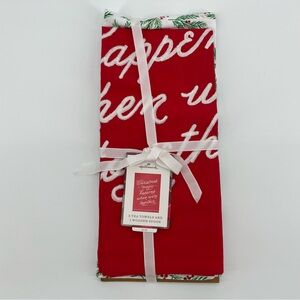 NWT Hallmark Christmas Tea Towels Set of 2 Festive Holiday
